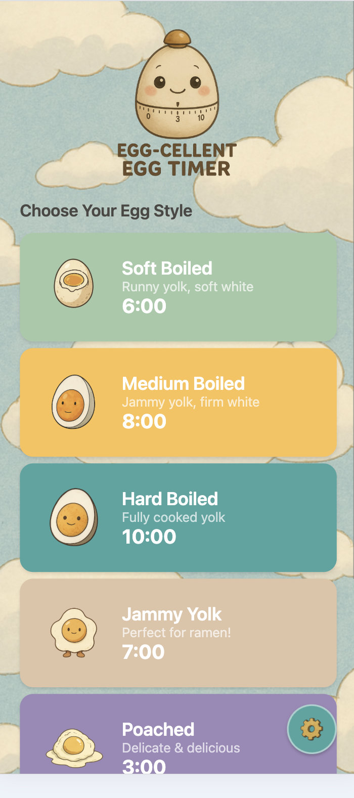 Egg-cellent Timer App interface screenshot