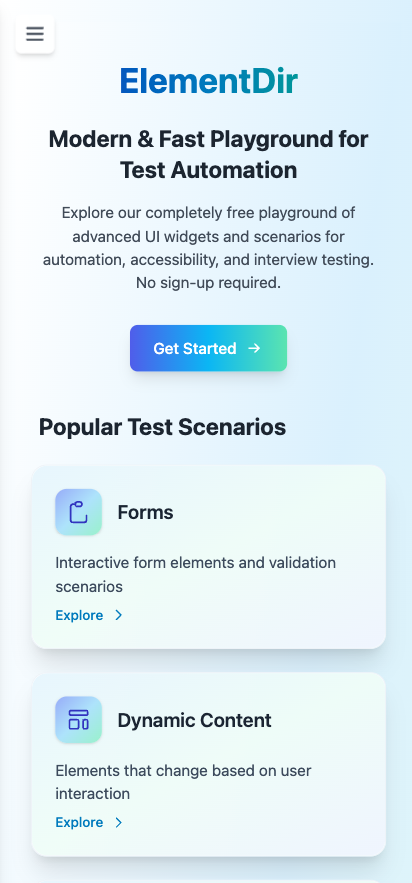 ElementDir.com App interface